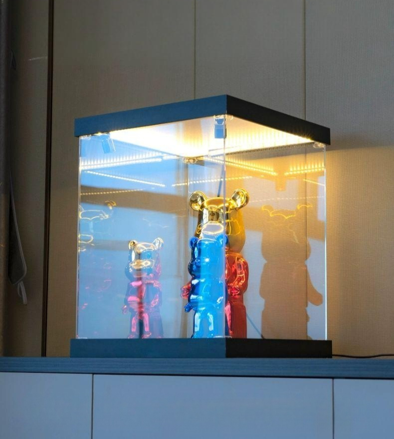 LED 조명 피규어 쇼케이스 진열대 아크릴 투명 보관함 미니어처 수납장 - 상품 이미지