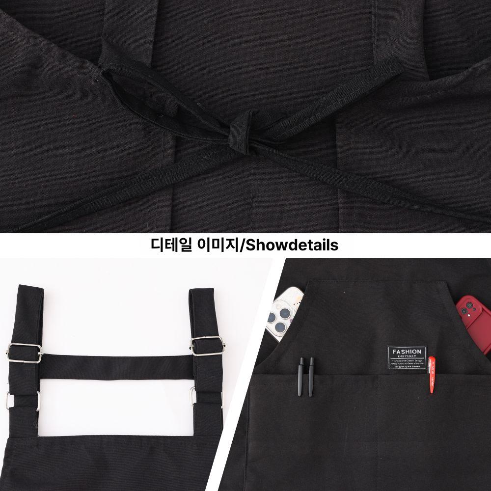 숏 조끼형 앞치마 카페 주방 작업복 캔버스 에프런 미용사 미장원 식당 유니폼 - 상세 이미지 3