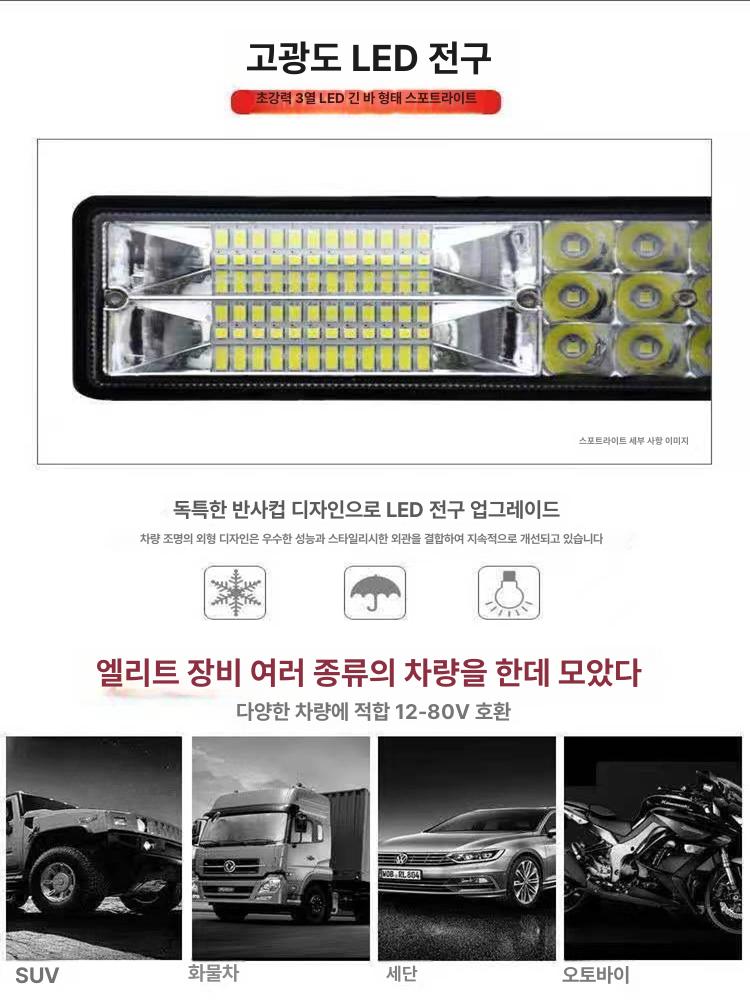 오프로드 차량 강력한 집중형 엘이디 탐조등 작업조명 화물차 현장등 유선 랜턴 - 상세 이미지 3