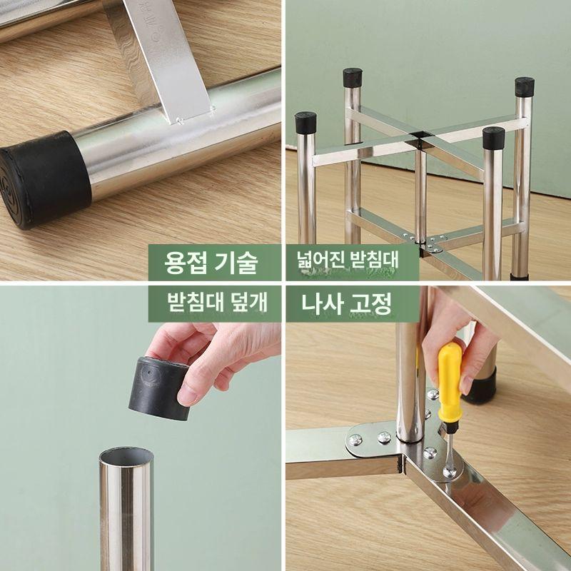 스텐 카트 양동이 바퀴 소쿠리 운반카 수레 받침대 포함 거치대 핸들 직경 이동 랙 - 상세 이미지 4