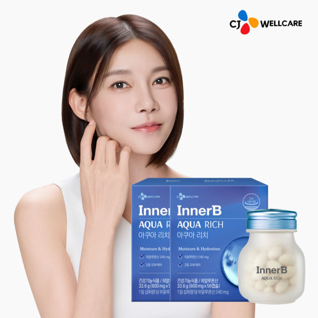 CJ 이너비 아쿠아리치 먹는 히알루론산 피부보습 자외선케어 엘라스틴