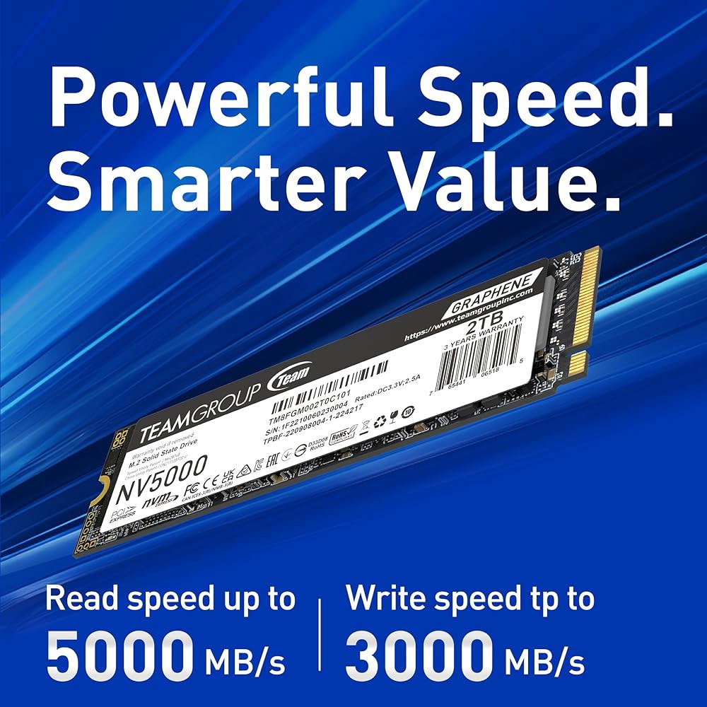 팀그룹 NV5000 500GB SLC 캐시 NVMe PCIe Gen4x4 M.2 2280 노트북, 데스크톱 SSD 읽기/쓰기 속도 최대 4500 / 1800MB /s TM8FGM5 - 상세 이미지 3