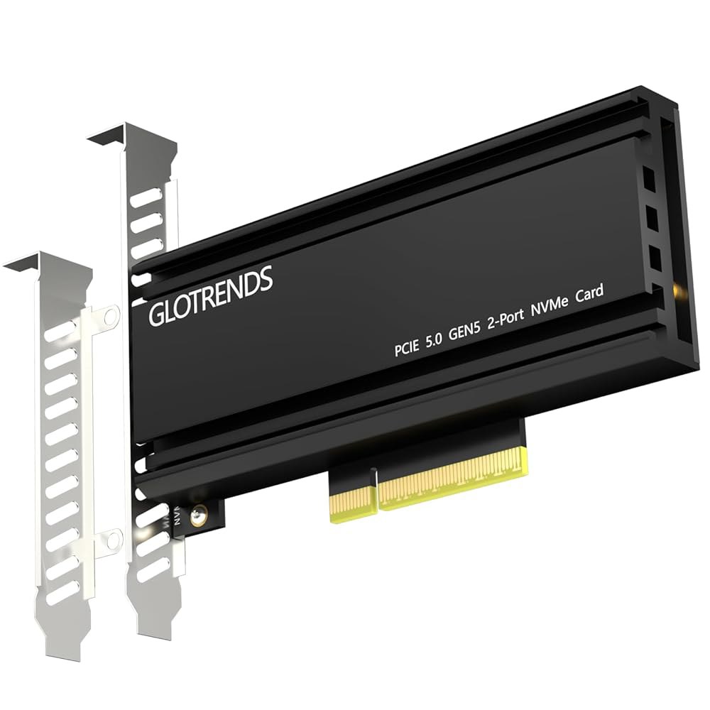 GLOTRENDS PA52L 듀얼 M.2 NVMe to 어댑터, 설정 도구를 (PCIe 마더보드 분기 통해 소프트 OS 없음, RAID PCIe 필요) 5.0 X8 2-slot - 상품 이미지