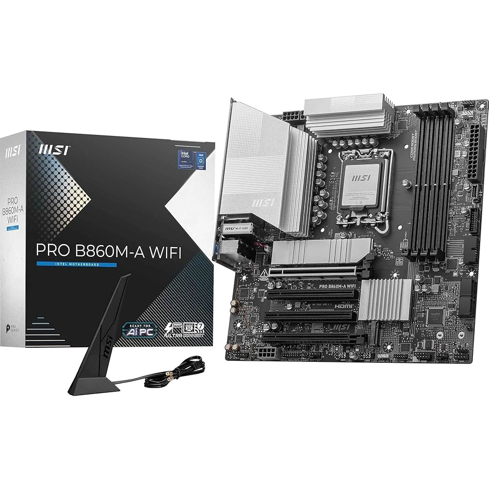 B860M-A WiFi 마더보드, mATX - 인텔 x16, PCIe M.2 및 DRPS, 부스트 코어 x16 Gen5, (8600+ 울트라 메모리 LGA Wi-Fi 4.0 DDR - 상품 이미지