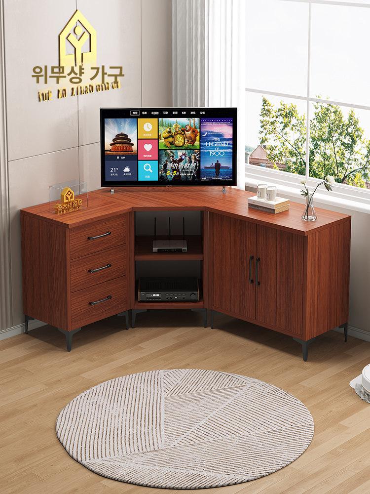 코너수납장 티비 다이 화이트 장식장 삼각장 원목 웜화이트 모서리 거실 조립식 스토리지 - 상세 이미지 5