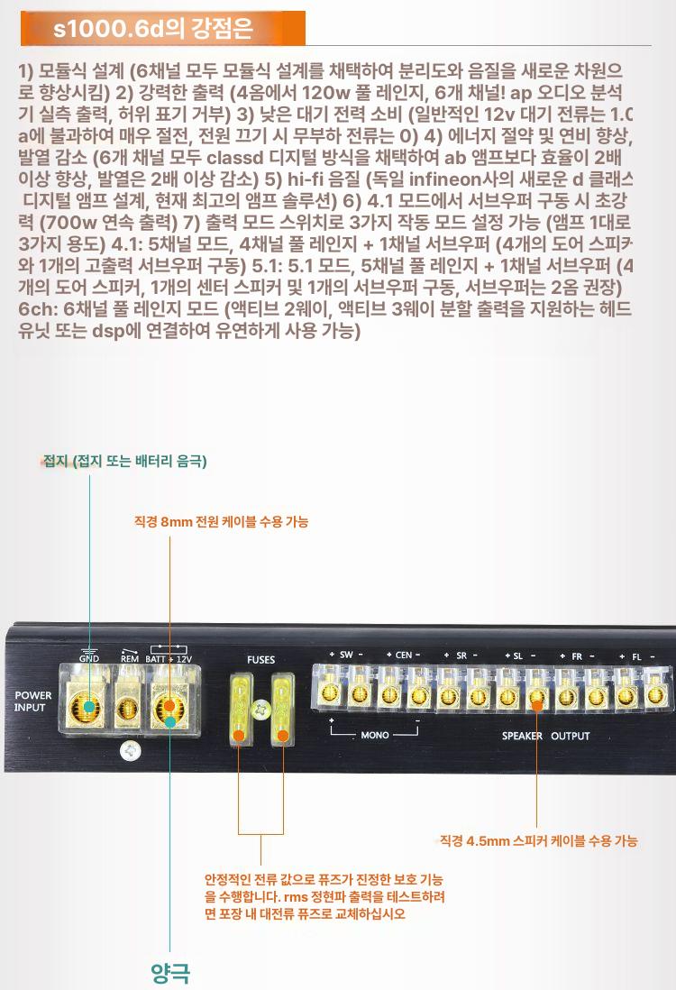자동차 앰프 고음질 스테레오 사운드 시스템 멀티채널 컴팩트형 차량용 파워 - 상세 이미지 4