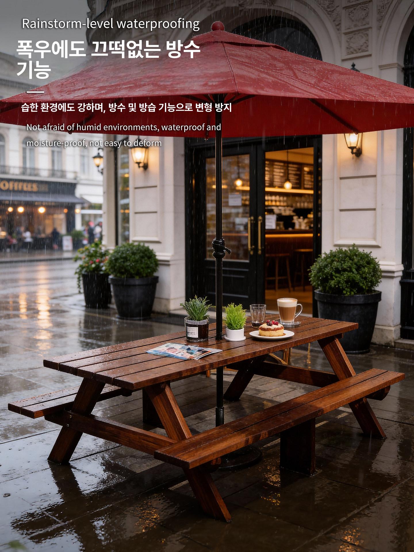 원목 야외테이블세트 바베큐 카페 야외용 벤치 평상 데크 호텔 매장 발코니 방부목 - 상세 이미지 3