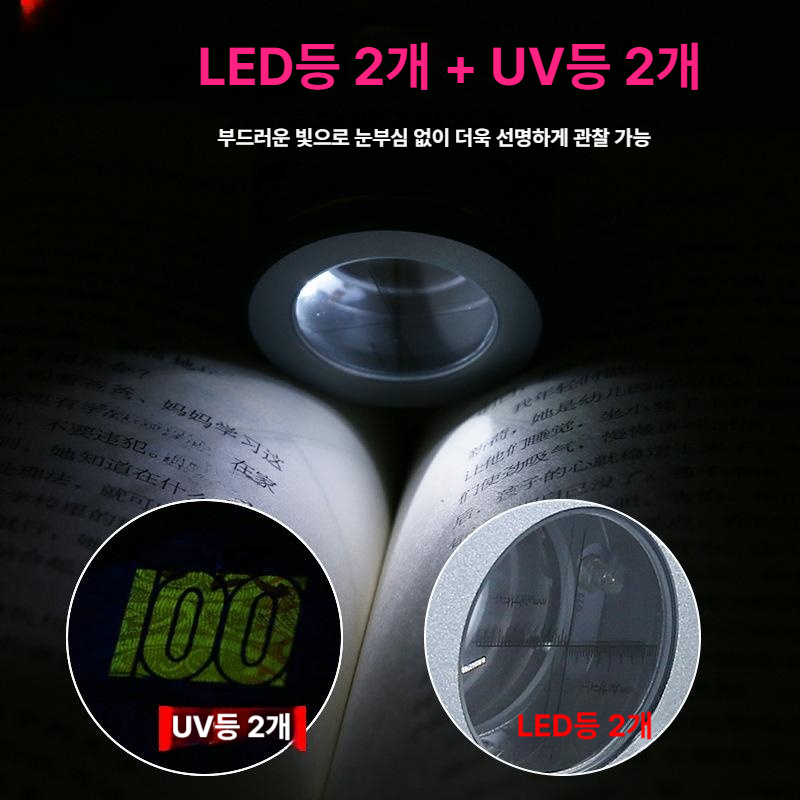 미니 돋보기 확대경 자외선 광학 렌즈 핸드루프 독서용 검사 보석 동전 취미 - 상세 이미지 4