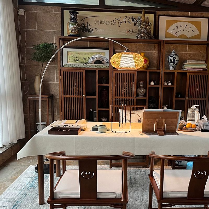 긴 라탄 플로어 스탠드 수면 감성 무드 거실 인테리어 조명 따뜻한 분위기 - 상세 이미지 3