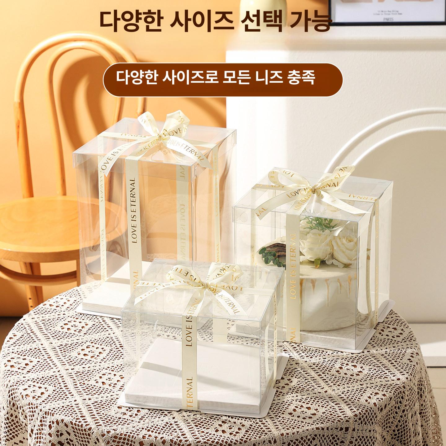 투명 케이크 박스 50개 원형 미니 용기 고급 디저트 포장 선물 세트 꽃 케이스 - 상세 이미지 4