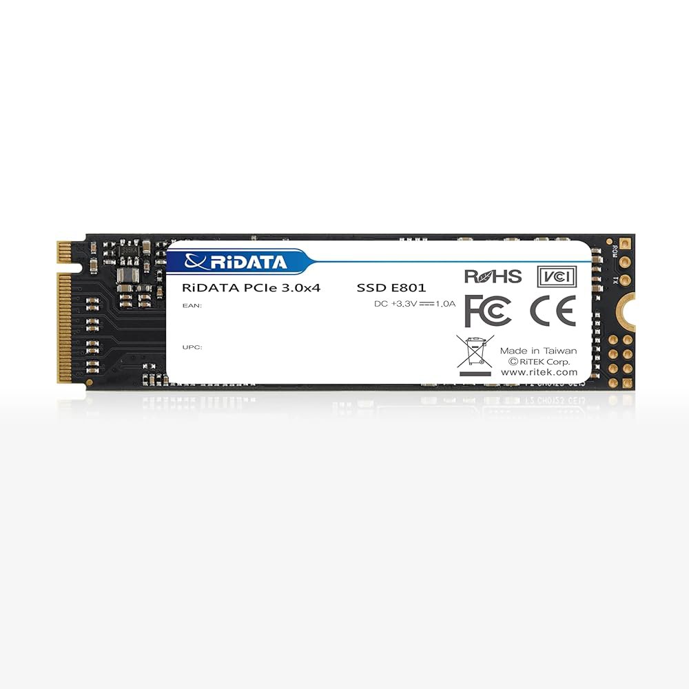 Ridata E801 512GB NVMe M.2 PCIe Gen3x4 2280 SSD 내장 솔리드 스테이트 드라이브 3D NAND 읽기 최대 2200MB/s 쓰기 1800MB/s - 상품 이미지