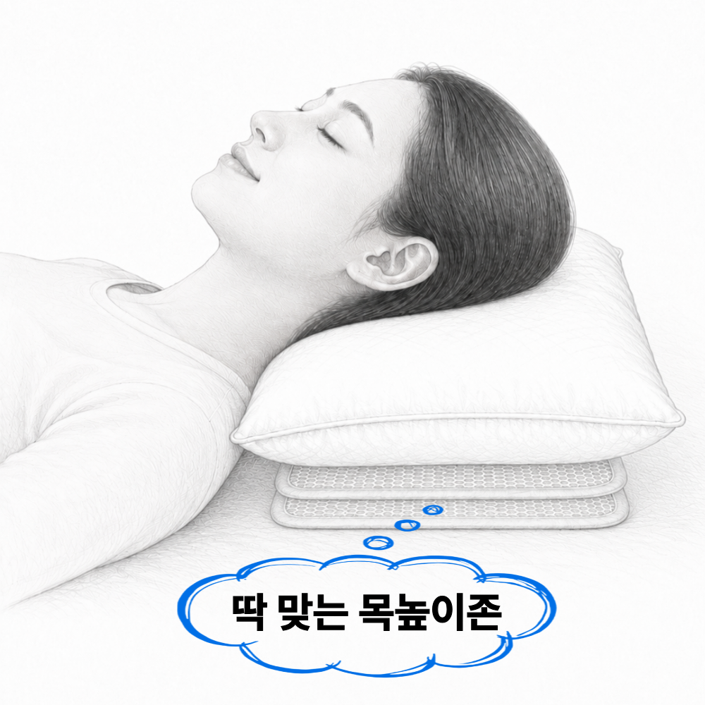 숨온 3D 에어매쉬 베개 높낮이 조절패드 2장 세트 통기성 베개 보조패드 - 상세 이미지 5
