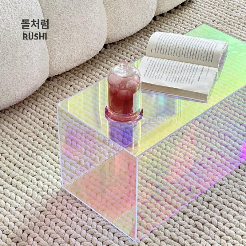 투명테이블 아크릴테이블 인테리어 디자인 사이드 탁자 식탁 미드센츄리 라운드 - 상세 이미지 4