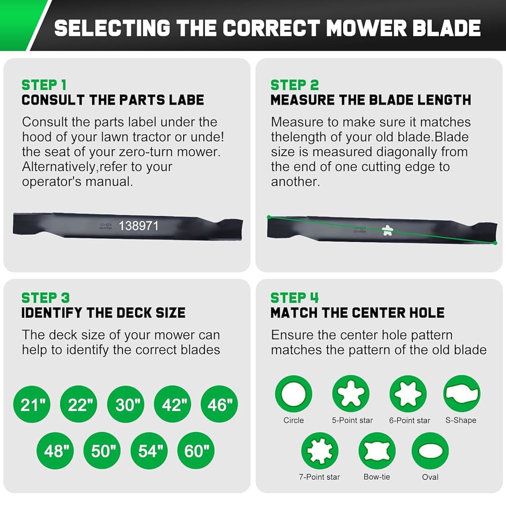 Grasscool 138971 장인용 블레이드 42인치 Mower LT1000 LT2000 T110 데크 컷 제로 턴 라이딩, 5성 장착 패턴 재현 532138971 - 상세 이미지 2
