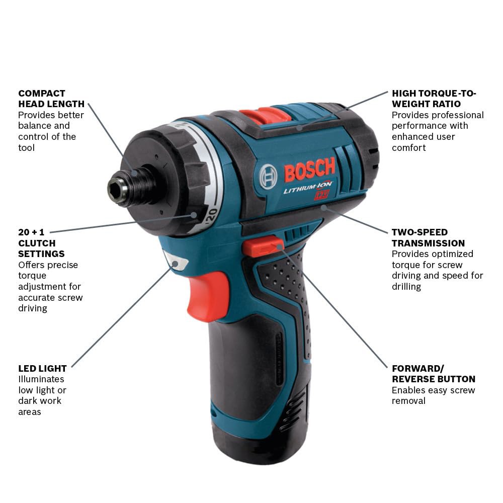 보쉬 PS21-2A 12V 맥스 2단 포켓 드라이버 키트 Industrial - 상세 이미지 3