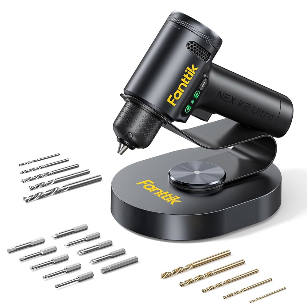 팬틱 K2 울트라 파워 드릴, 무선 드릴/드라이버, 3/8인치 키리스 척, 최대 30 N.m, 1250 RPM, 탭스위치 기어 교체, 2.5Ah 충전식 배터리, 가정용 DIY 프로 - 상품 이미지