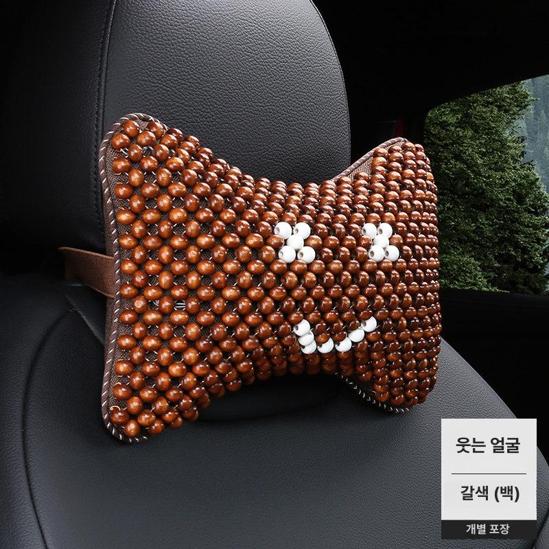 차량목베개 자동차쿠션 장시간 운전 목덜미 지지 통풍 우드볼 구슬 편의용품 블랙레드 - 상세 이미지 2