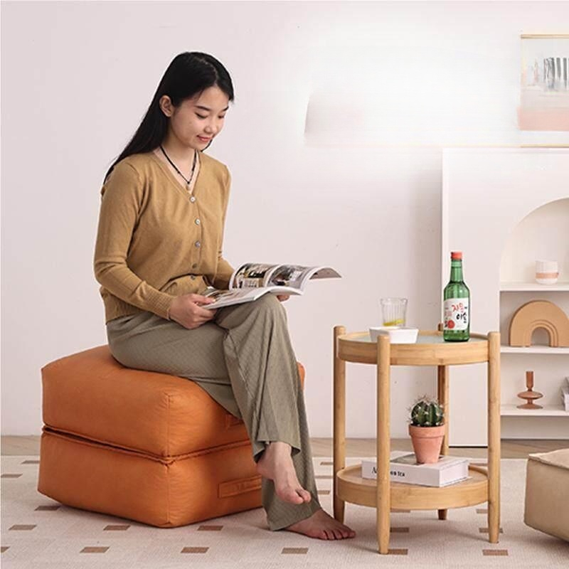 좌식 스툴 쿠션 원형 컴퓨터 의자 높이조절 파인 리넨 방석 소파 - 상품 이미지