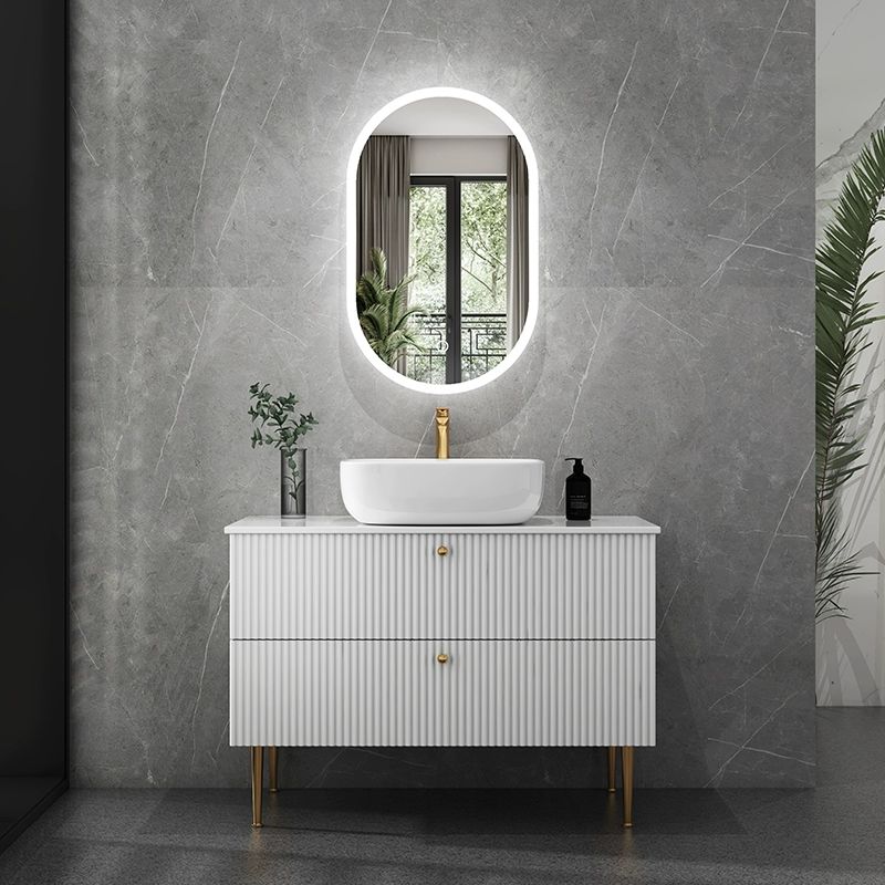 욕실 거울 붙이형 수납장 원목 캐비닛 세면대 싱크대 아래 정리함 도자기 소형 - 상품 이미지