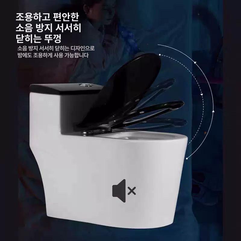 블랙 변기커버 심플 양변기 인테리어 호텔화장실 모던 위생 사이즈 가정용 교체형 - 상세 이미지 2