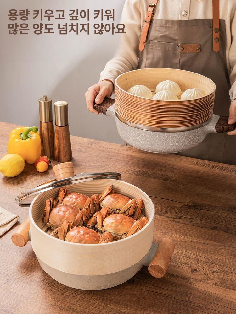 편백나무 찜기 업소용 적층식 원형 뚜껑 식당 찜솥 해산물 해물찜 다용도 찜판 - 상세 이미지 5