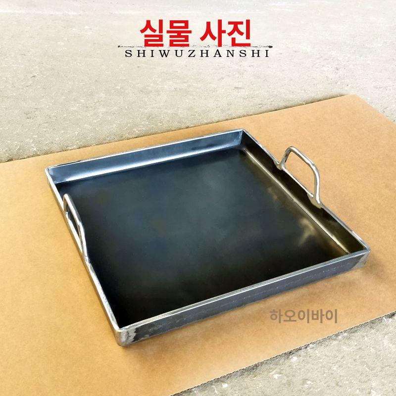 업소용 사각 철판 떡볶이 팬 무쇠 주방 구이 불판 볶음밥 닭갈비 요리용 - 상세 이미지 3