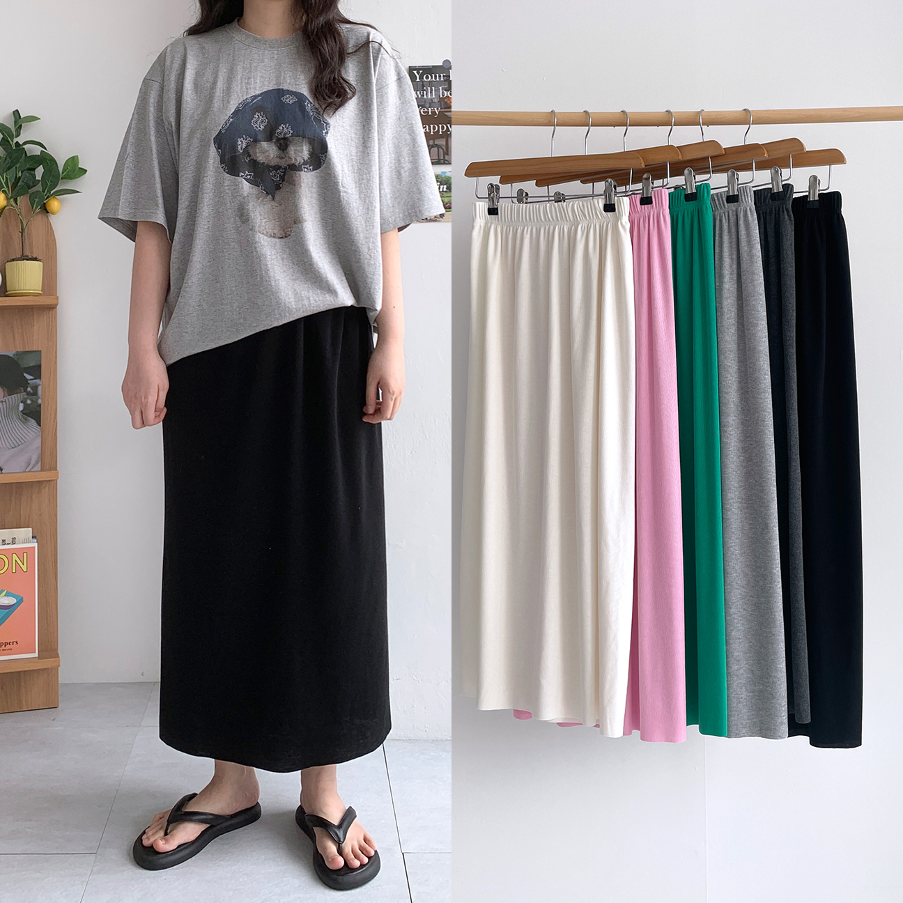 6COLOR 밴딩스커트 여름롱치마 임산부치마 - 상품 이미지