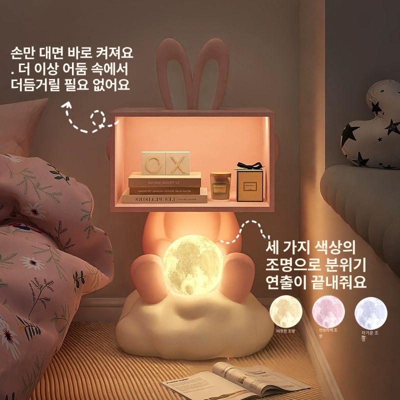 소녀 침대옆 토끼 조명 스탠드 밝기조절 수유등 나이트테이블 터치식 캐비닛 - 상세 이미지 4