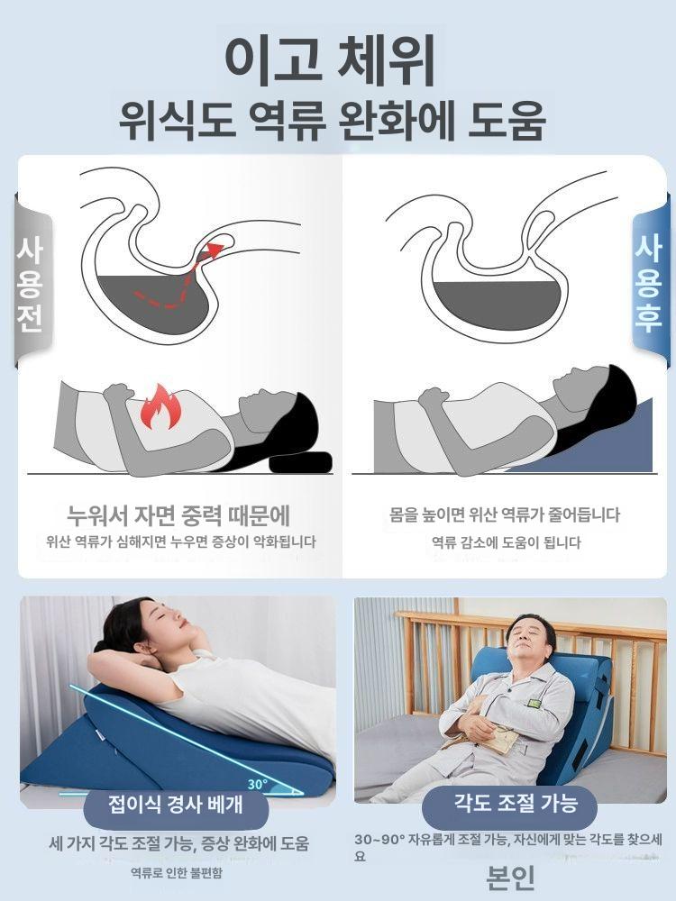 역류성식도염 전용 곡선형 베개 침대 등받이 쿠션 위산 역류 방지 노인 다목적 베개 - 상세 이미지 3