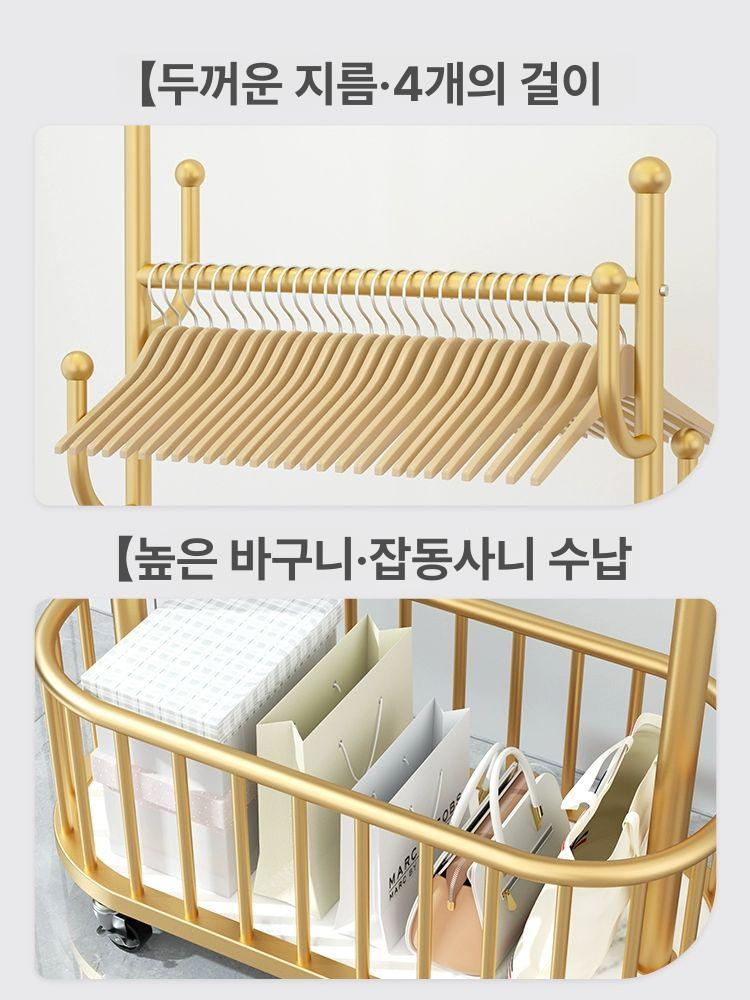 미니 옷걸이 원목 이동식 틈새선반 바퀴달린 보조 사이드 다용도 행거 거실 - 상세 이미지 2