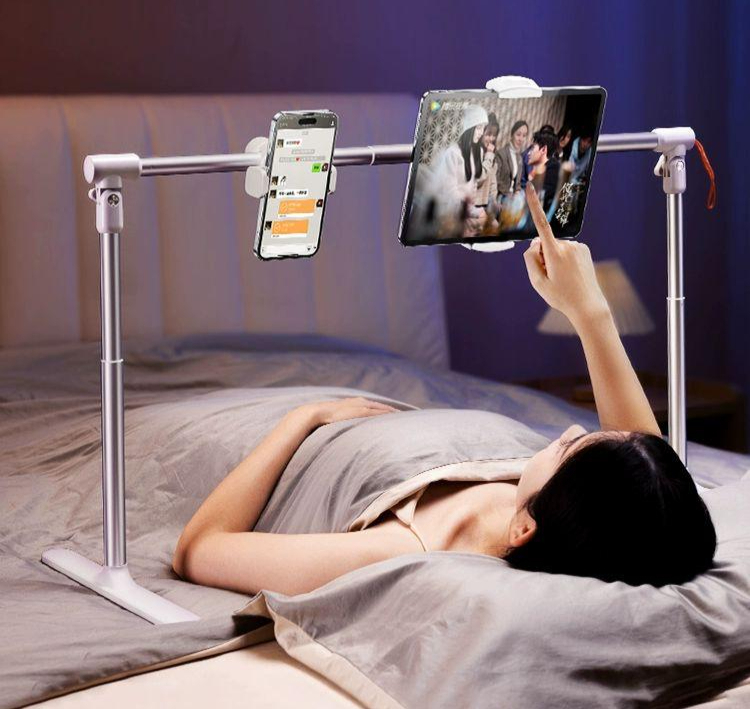 핸드폰 태블릿 거치대 침대 책상 스탠드 누워서 보기 편한 모바일 거치 용품 - 상품 이미지