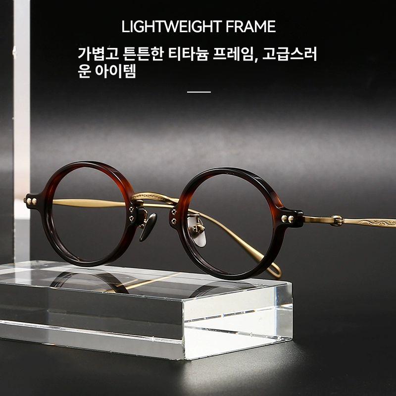 작은원형 안경테 뿔테 디자이너 패션 윤여정안경 검은 남녀 색 독특한 노안 - 상세 이미지 2