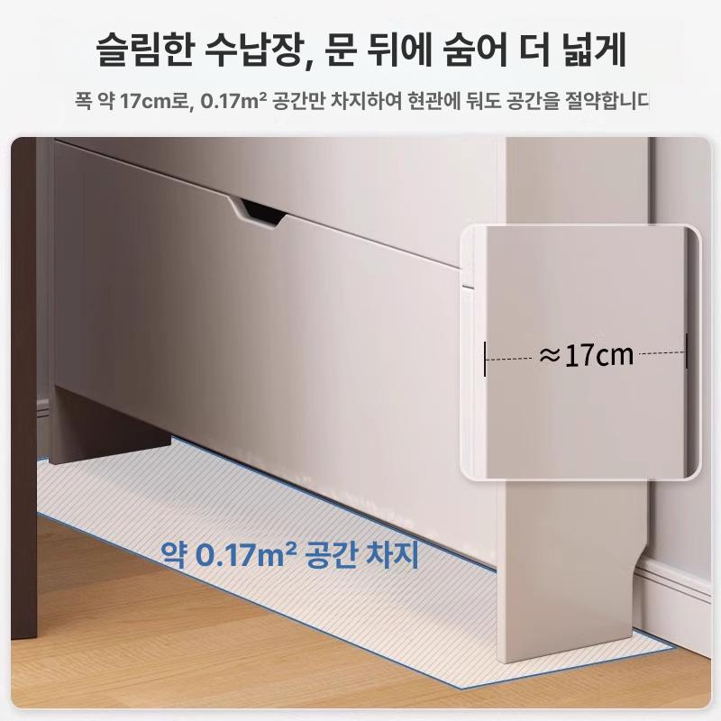 초슬림 신발장 현관 수납장 입구용 화이트 좁은 폭 서랍식 신발정리대 선반 - 상세 이미지 2