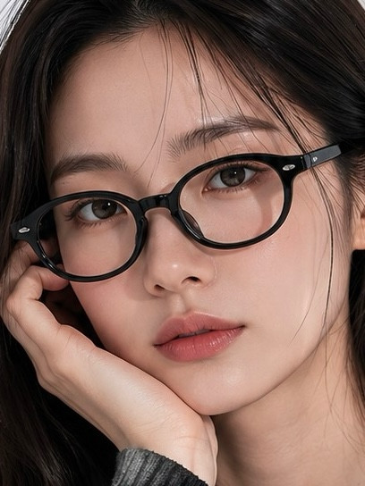 [뿔테안경] 티타늄 동그란 블랙 뿔테 신이랑 이솜 긱시크 Geek Chic 안경 타원 오벌