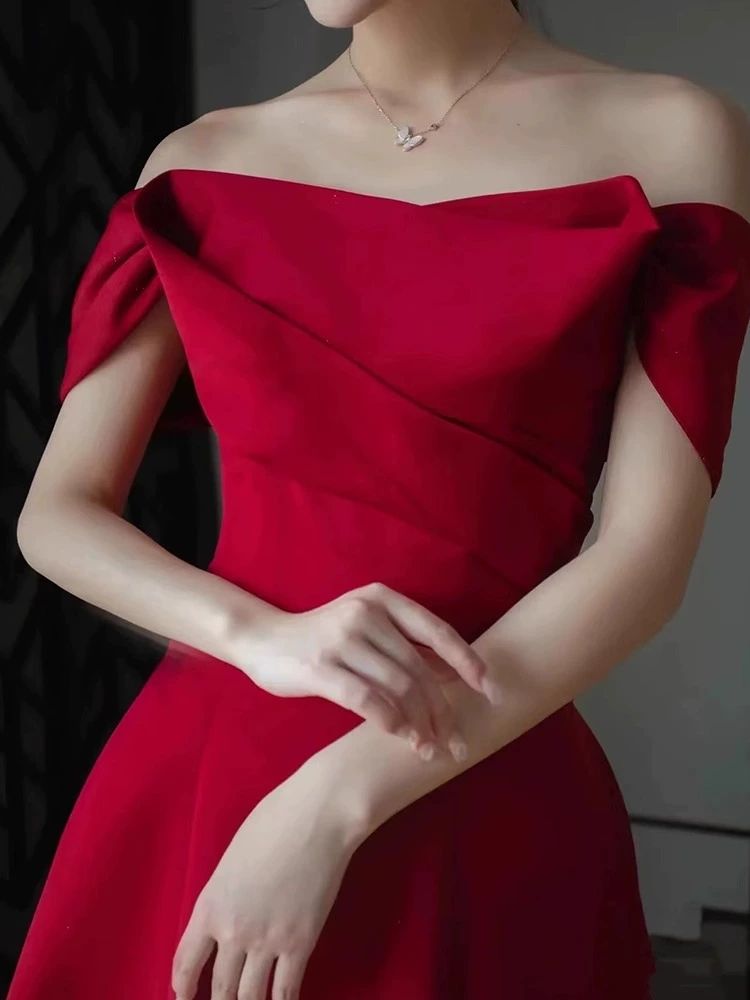 레드 셀프웨딩드레스 파티 이브닝드레스 연주회드레스 무대의상 - 상세 이미지 5