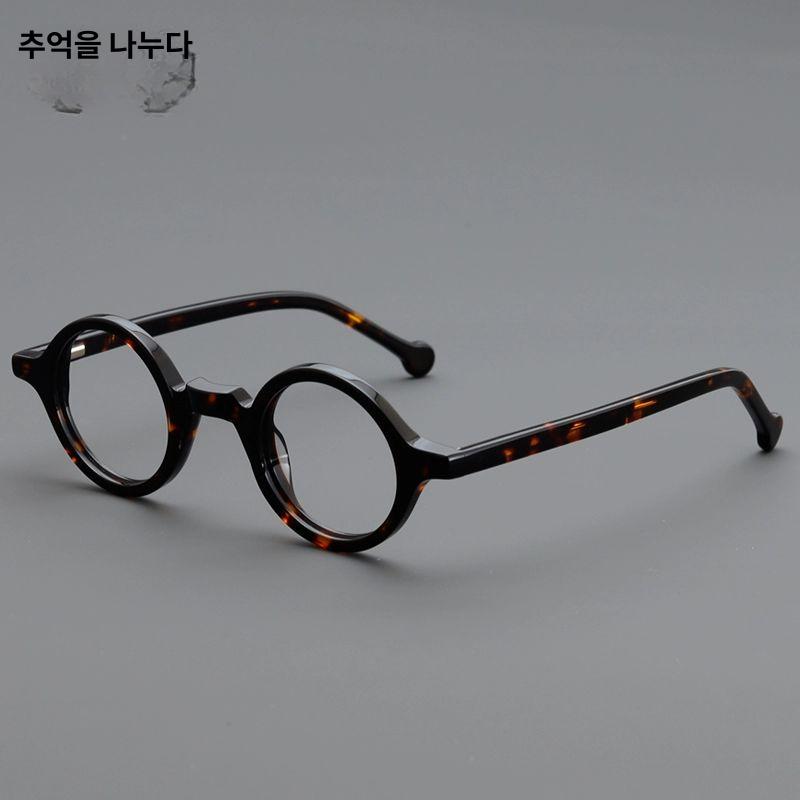 동그란 안경테 레트로 은테 뿔테 클래식 호피 복고풍 금테 원형 빈티지 프레임 남성용 - 상세 이미지 3