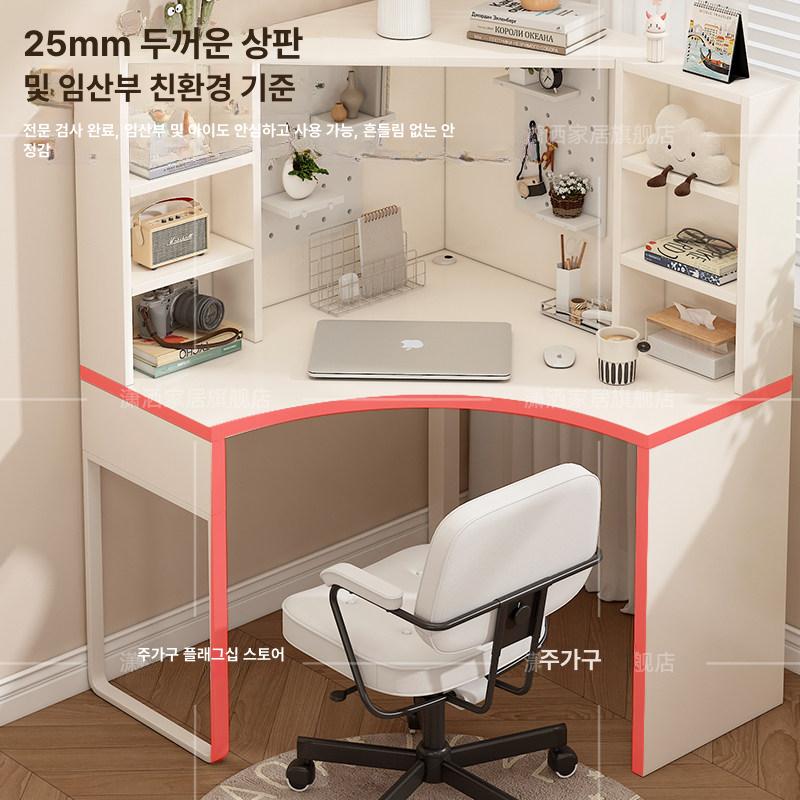 모서리 삼각형 책상 호두색 우드 슬림 미니 벽면 코너 컴퓨터 작업 - 상세 이미지 2