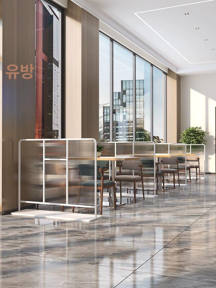 레스토랑 파티션가림막 유리 식당 가리개 부스 카페 스크린 분리 고급 아이언 아크릴 이미지 6