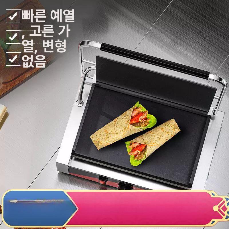 누룽지 팬케이크 제조기 버터 그릴 오징어 구이판 간식 만드는 기계 업소용 상하 줄무늬 - 상세 이미지 3