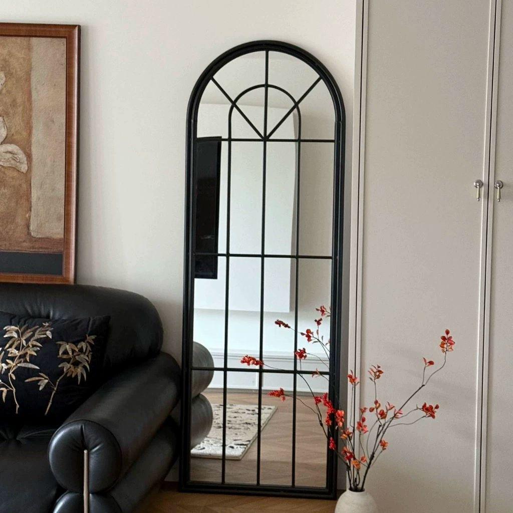 미러 창문거울 아치형 카페 레트로 소품 현관 빈티지 레스토랑 감성 유럽풍 블랙 - 상세 이미지 3