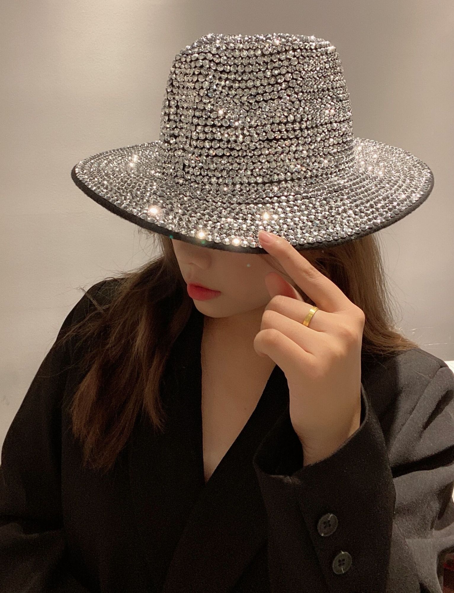 여성 중절모모자 밀짚모자 울 라피아햇 중절모자 가을 카우보이모자 중년 페도라모자 - 상품 이미지
