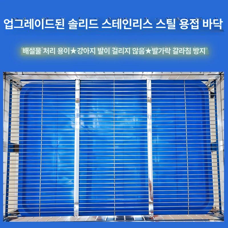 강아지 접이식 스테인리스 울타리 반려동물 밥그릇 식기 세트 개사료 식탁 - 상세 이미지 3