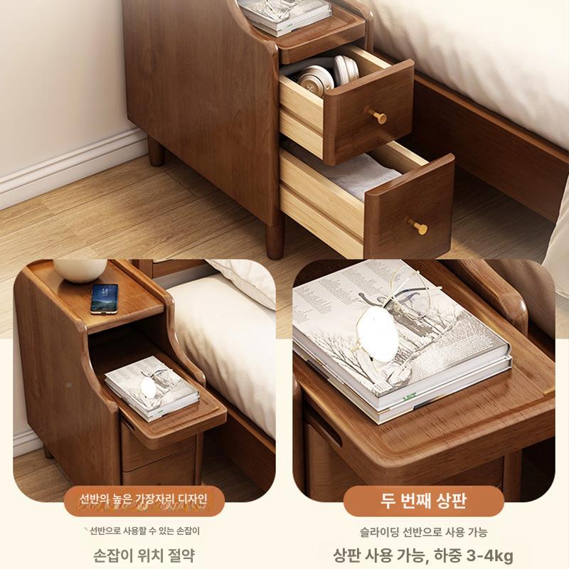 침대옆 원목 협탁 서랍 수납 엔틱 심플 테이블 빈티지 나이트스탠드 침실가구 - 상세 이미지 4