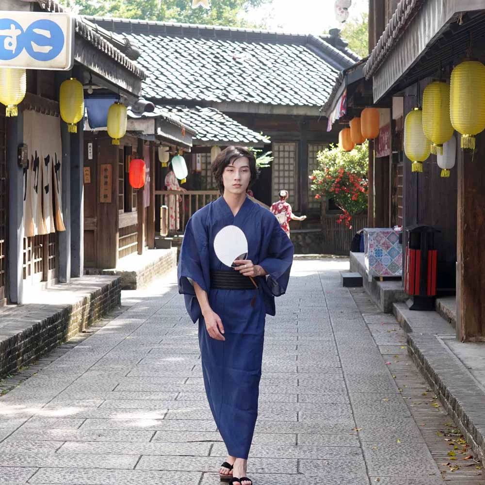 남성 온천용 기모노 전통 목욕가운 겨울 보온 외출복 일식 스타일 하오리 - 상세 이미지 5