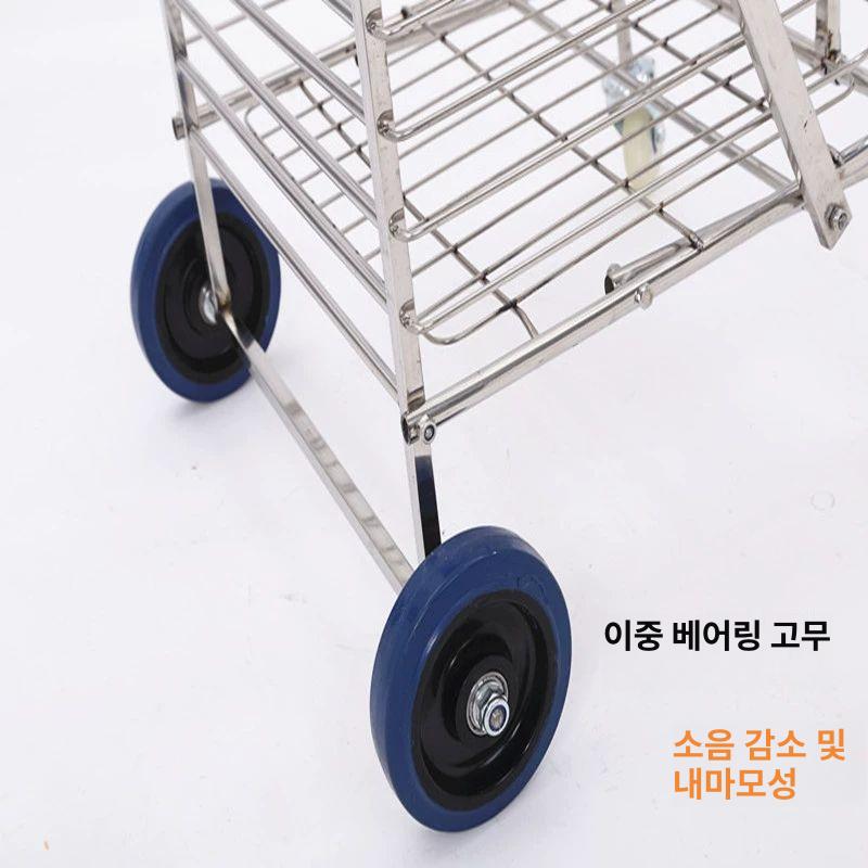 쇼핑 손수레 초경량 접이식 4륜 대형 알루미늄 합금 장보기 바퀴 이동식 - 상세 이미지 2