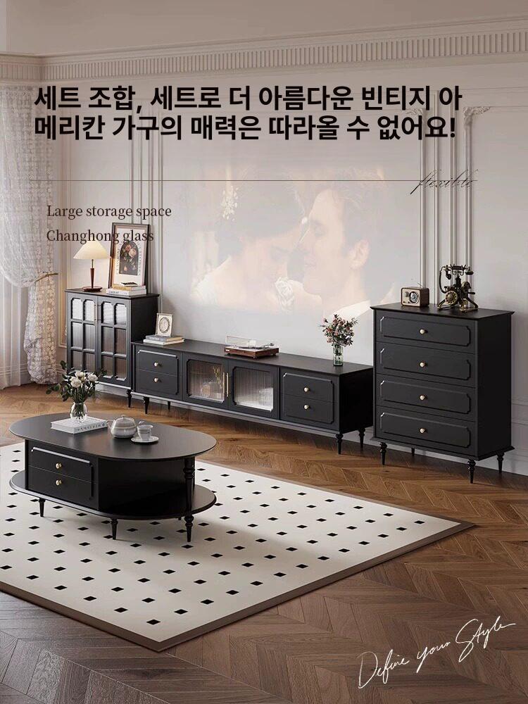 미드센추리 거실장 엔틱 티비 서랍장 테이블 tv 콘솔 장식장 거실 다이 - 상세 이미지 4