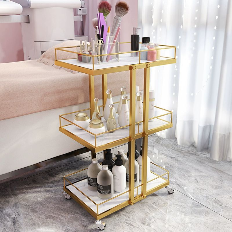 이동식 메이크업 트롤리 3단 카트 네일샵 화장대 수납장 와이드선반 거울 정리대 홈 인테리어 화이트 - 상품 이미지