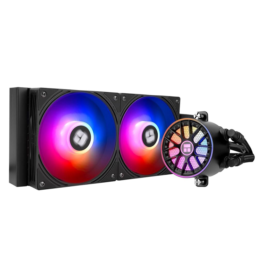 Thermalrlght Aqua Elite 240 V6 ARGB 직접 CPU PWM 쿨러-240mm AIO, 인텔 마더보드 연결 펌프, 블랙 LGA1851/1700용, 액체 AM4 - 상품 이미지