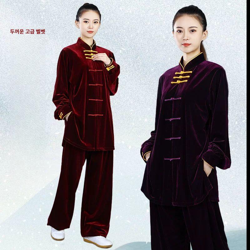 벨벳 남녀공용 우슈도복 태극권도복 무도복 무술복 공연 연습복 쿵후 - 상세 이미지 3