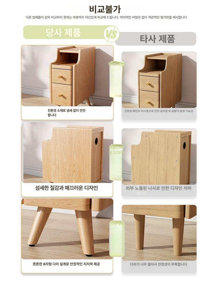 원목 침대옆선반 엔틱 앤틱 사이드 서랍 침대옆협탁 수납장 침실 협탁테이블 심플 - 상세 이미지 4